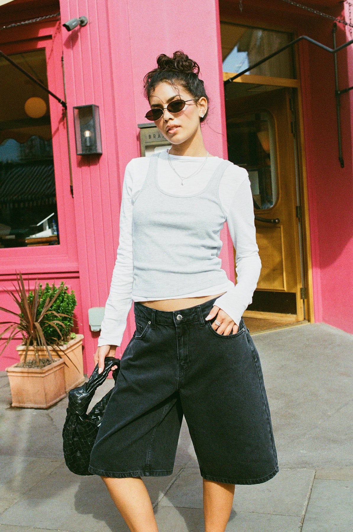 Double Layer Long Sleeve Top - Grey